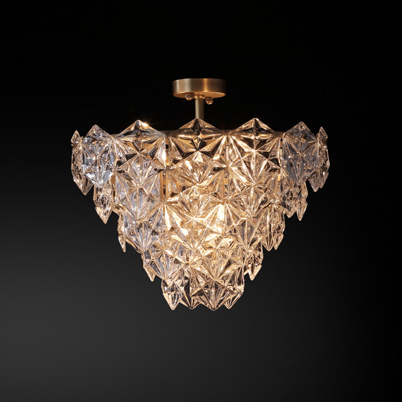 Modern Luxury Brass Crystal Glass Diamond Snowflake 6/7/10 Light Chandeliers For Bedroom
