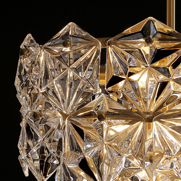 Modern Luxury Brass Crystal Glass Diamond Snowflake 6/7/10 Light Chandeliers For Bedroom