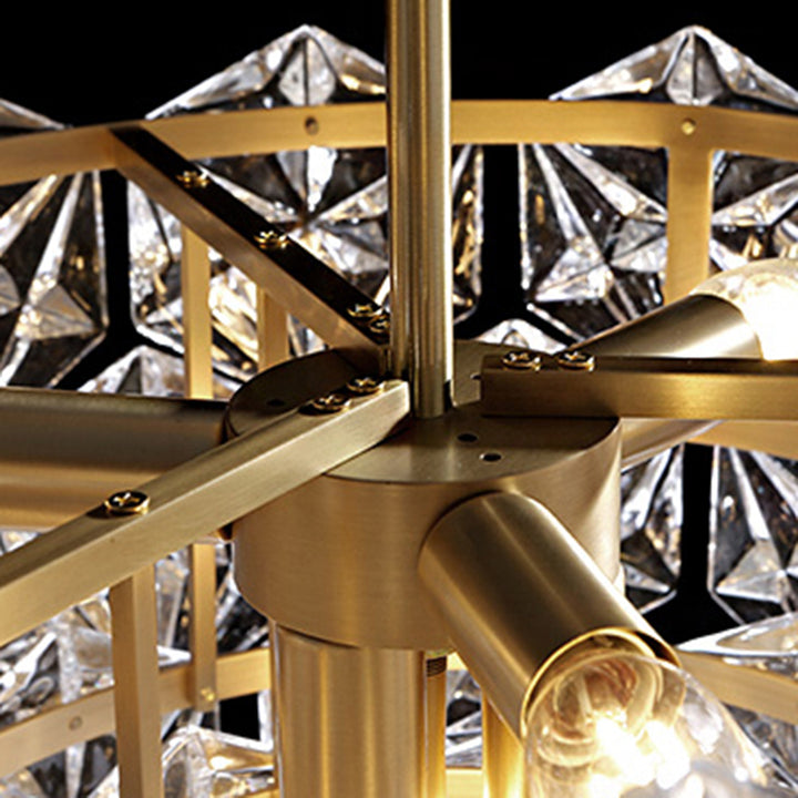 Modern Luxury Brass Crystal Glass Diamond Snowflake 6/7/10 Light Chandeliers For Bedroom