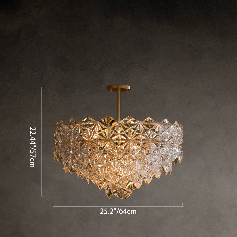 Modern Luxury Brass Crystal Glass Diamond Snowflake 6/7/10 Light Chandeliers For Bedroom