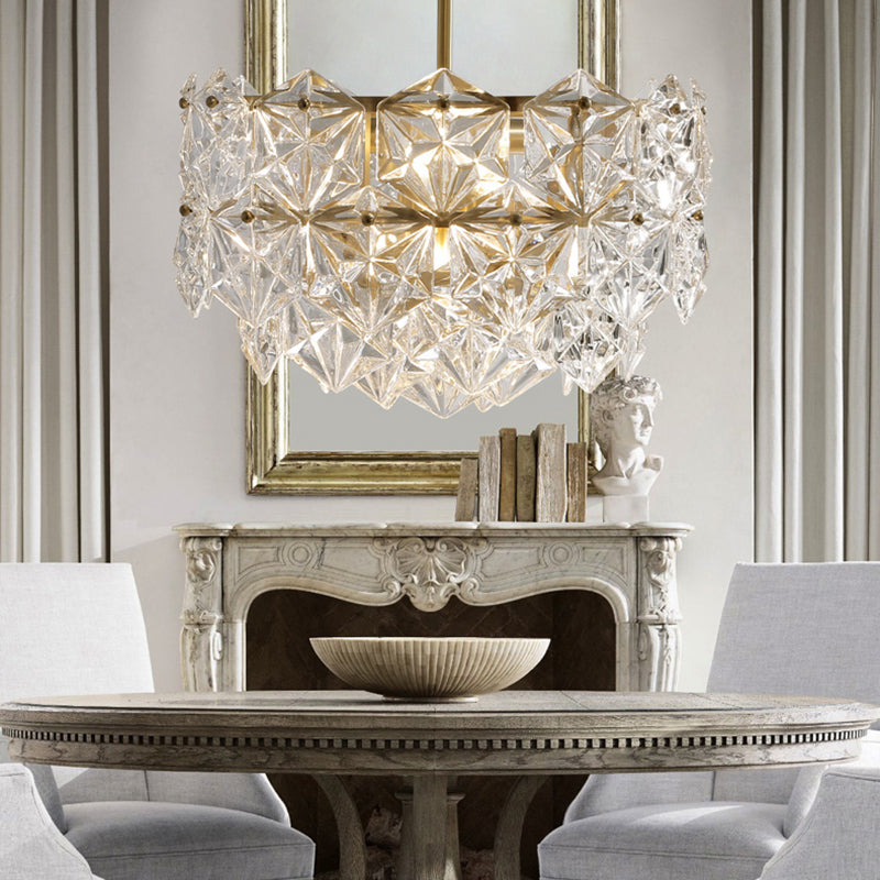 Modern Luxury Brass Crystal Glass Diamond Snowflake 6/7/10 Light Chandeliers For Bedroom