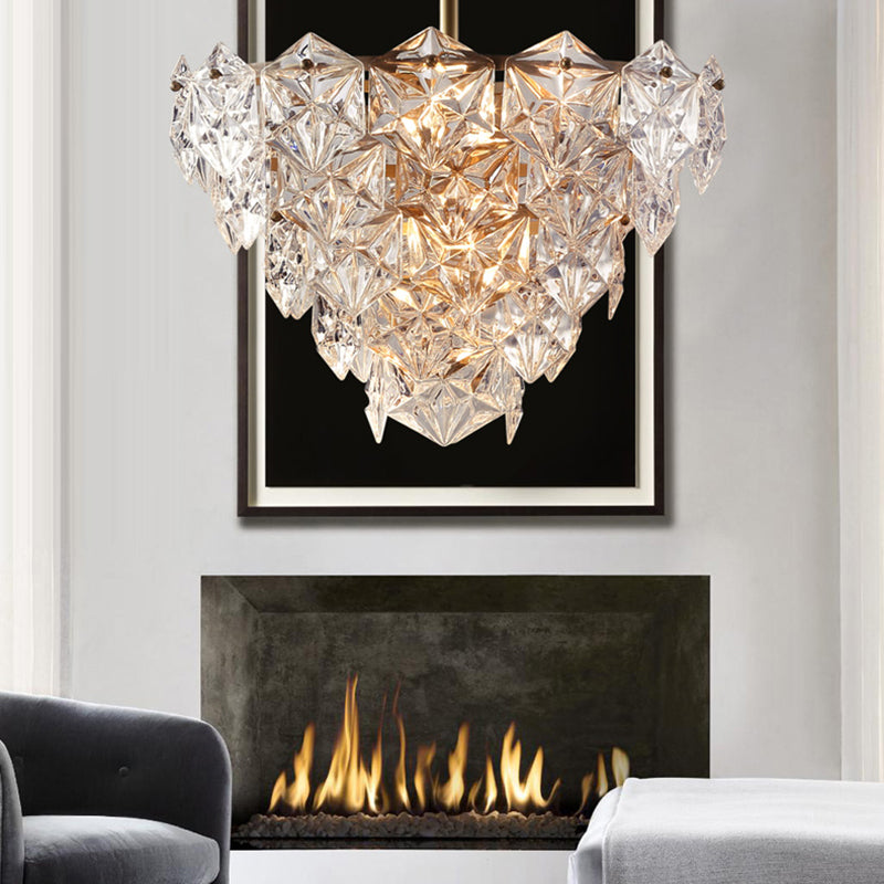 Moderne Luxus Messing Kristallglas Diamant Schneeflocke 6/7/10 Licht Kronleuchter für Schlafzimmer 