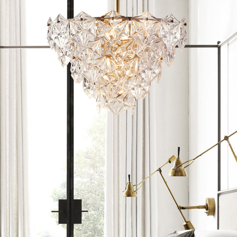 Modern Luxury Brass Crystal Glass Diamond Snowflake 6/7/10 Light Chandeliers For Bedroom