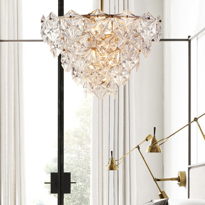 Moderne Luxus Messing Kristallglas Diamant Schneeflocke 6/7/10 Licht Kronleuchter für Schlafzimmer 