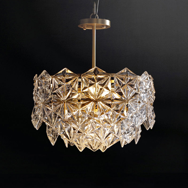 Modern Luxury Brass Crystal Glass Diamond Snowflake 6/7/10 Light Chandeliers For Bedroom