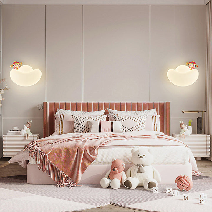 Lámpara de Aplique de Pared LED Contemporánea Creativa para Niños Hierro PE Lingote de Oro Animal Dios Rico para Cabecera 