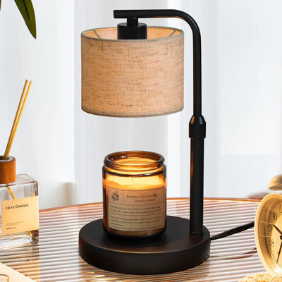 Lampe de Table en Tissu de Fer à Une Lumière avec Cylindre Réglable de Simplicité Moderne pour Chambre à Coucher 