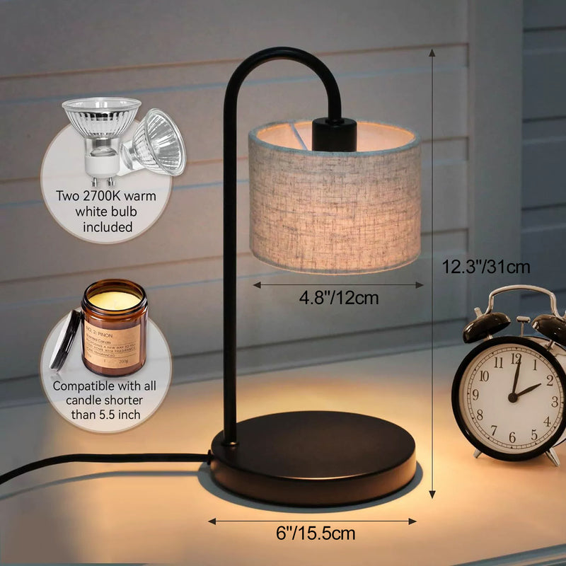 Lampe de Table en Tissu de Fer à Une Lumière avec Cylindre Réglable de Simplicité Moderne pour Chambre à Coucher 
