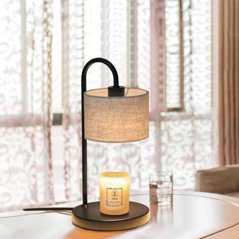 Lampe de Table en Tissu de Fer à Une Lumière avec Cylindre Réglable de Simplicité Moderne pour Chambre à Coucher 