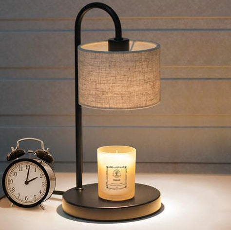 Lampe de Table en Tissu de Fer à Une Lumière avec Cylindre Réglable de Simplicité Moderne pour Chambre à Coucher 