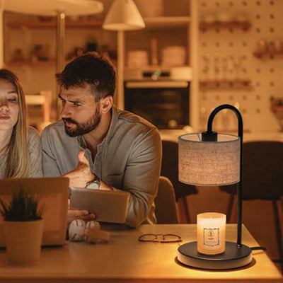 Lampe de Table en Tissu de Fer à Une Lumière avec Cylindre Réglable de Simplicité Moderne pour Chambre à Coucher 
