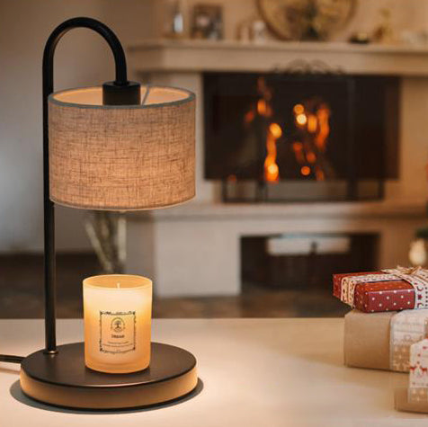 Lampe de Table en Tissu de Fer à Une Lumière avec Cylindre Réglable de Simplicité Moderne pour Chambre à Coucher 