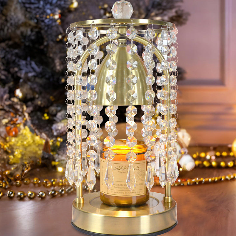 Lámpara de Mesa de Cera Derretida de 1 Luz Cónica de Cortina de Cristal de Hierro de Lujo Moderno para Dormitorio 