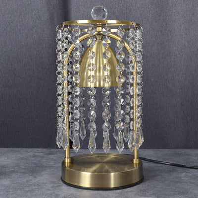 Lámpara de Mesa de Cera Derretida de 1 Luz Cónica de Cortina de Cristal de Hierro de Lujo Moderno para Dormitorio 