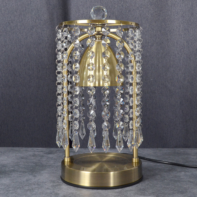 Lámpara de Mesa de Cera Derretida de 1 Luz Cónica de Cortina de Cristal de Hierro de Lujo Moderno para Dormitorio 