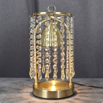 Lámpara de Mesa de Cera Derretida de 1 Luz Cónica de Cortina de Cristal de Hierro de Lujo Moderno para Dormitorio 