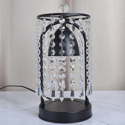 Lámpara de Mesa de Cera Derretida de 1 Luz Cónica de Cortina de Cristal de Hierro de Lujo Moderno para Dormitorio 