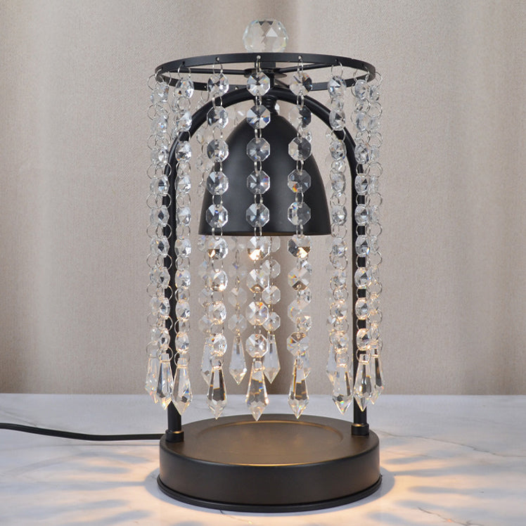 Lámpara de Mesa de Cera Derretida de 1 Luz Cónica de Cortina de Cristal de Hierro de Lujo Moderno para Dormitorio 