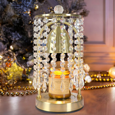 Lámpara de Mesa de Cera Derretida de 1 Luz Cónica de Cortina de Cristal de Hierro de Lujo Moderno para Dormitorio 