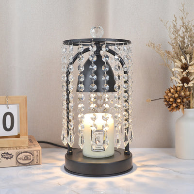 Lámpara de Mesa de Cera Derretida de 1 Luz Cónica de Cortina de Cristal de Hierro de Lujo Moderno para Dormitorio 
