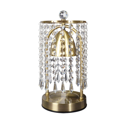 Lámpara de Mesa de Cera Derretida de 1 Luz Cónica de Cortina de Cristal de Hierro de Lujo Moderno para Dormitorio 