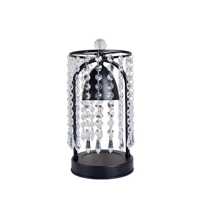Lámpara de Mesa de Cera Derretida de 1 Luz Cónica de Cortina de Cristal de Hierro de Lujo Moderno para Dormitorio 