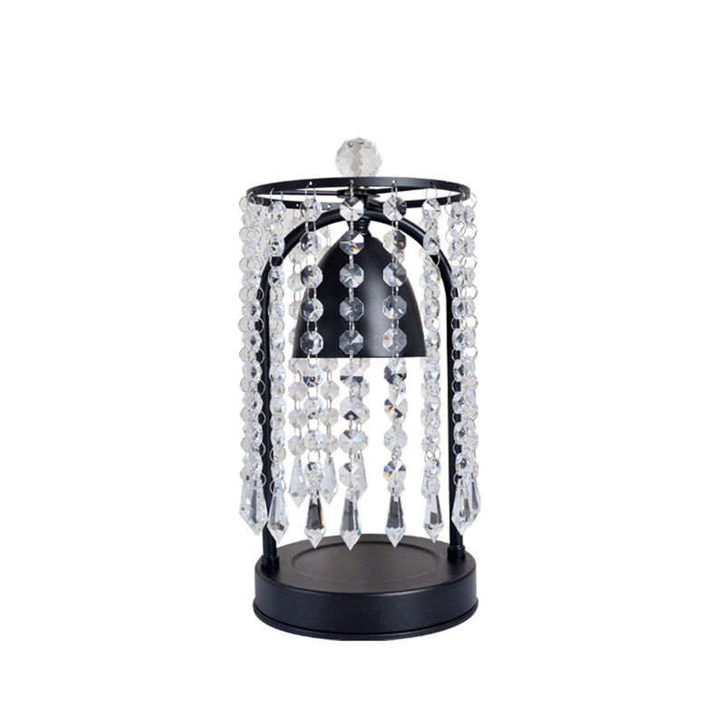 Lámpara de Mesa de Cera Derretida de 1 Luz Cónica de Cortina de Cristal de Hierro de Lujo Moderno para Dormitorio 