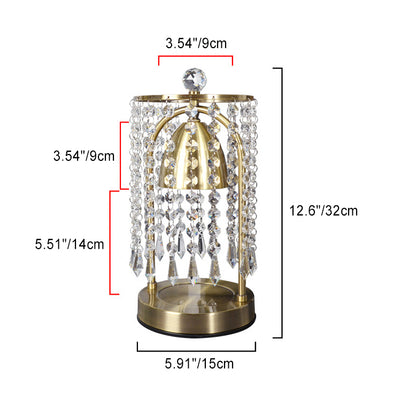 Lámpara de Mesa de Cera Derretida de 1 Luz Cónica de Cortina de Cristal de Hierro de Lujo Moderno para Dormitorio 