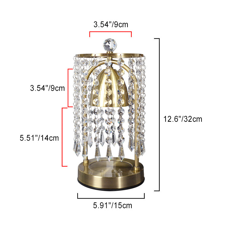 Lámpara de Mesa de Cera Derretida de 1 Luz Cónica de Cortina de Cristal de Hierro de Lujo Moderno para Dormitorio 