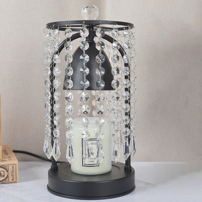 Lámpara de Mesa de Cera Derretida de 1 Luz Cónica de Cortina de Cristal de Hierro de Lujo Moderno para Dormitorio 