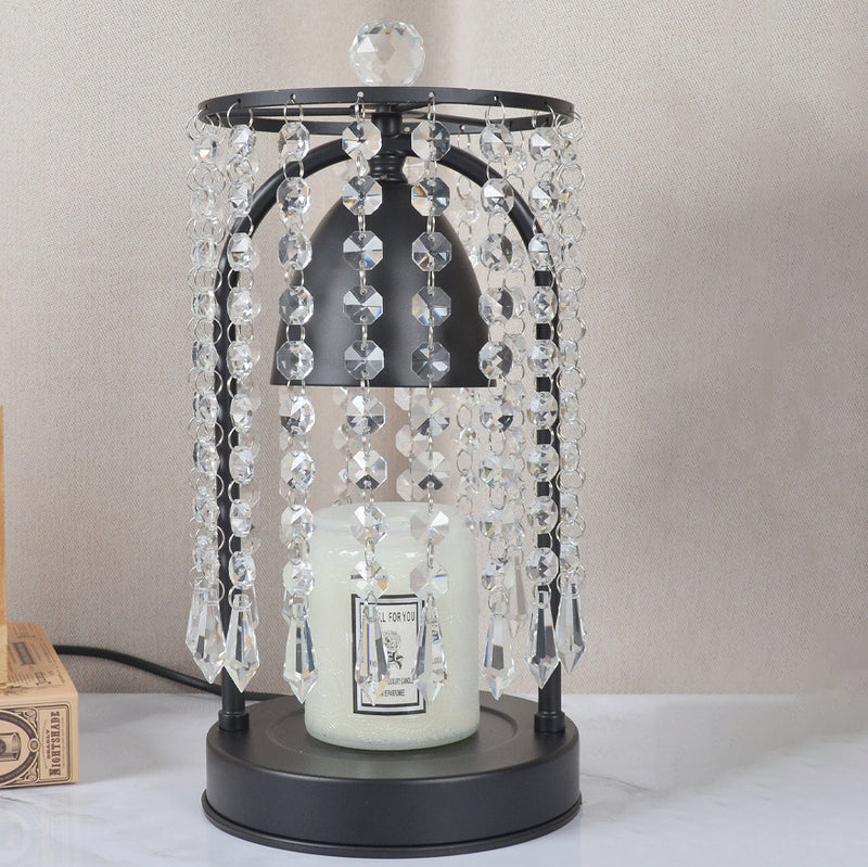 Lámpara de Mesa de Cera Derretida de 1 Luz Cónica de Cortina de Cristal de Hierro de Lujo Moderno para Dormitorio 