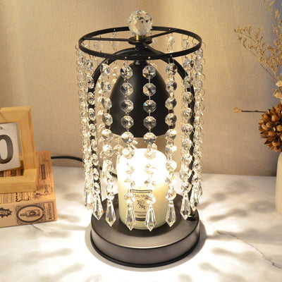Lámpara de Mesa de Cera Derretida de 1 Luz Cónica de Cortina de Cristal de Hierro de Lujo Moderno para Dormitorio 
