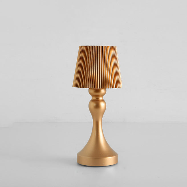 Lámpara de mesa LED contemporánea retro recargable de hierro ABS con columna a rayas luz nocturna para mesita de noche 