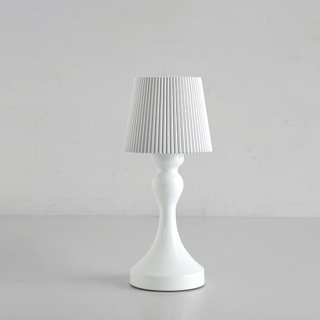 Lámpara de mesa LED contemporánea retro recargable de hierro ABS con columna a rayas luz nocturna para mesita de noche 
