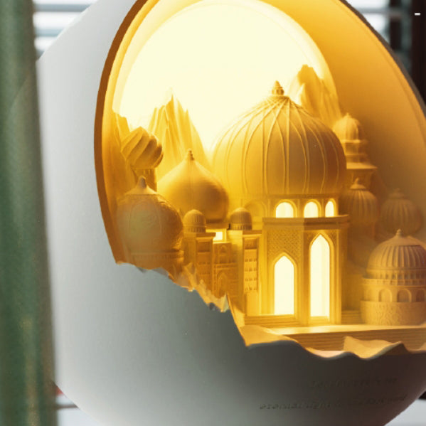 مصباح طاولة LED للعلاج العطري بجانب السرير على شكل قلعة خيالية مستديرة من الجص الأوروبي التقليدي USB لحفلات الزفاف 