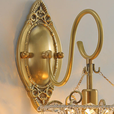 Lámpara Aplique de Pared de 1 Luz con Cuello de Cisne Elíptico de Cristal de Hierro Tradicional Europeo para Pasillo 