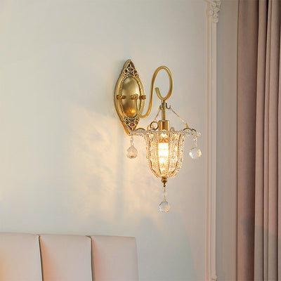 Lámpara Aplique de Pared de 1 Luz con Cuello de Cisne Elíptico de Cristal de Hierro Tradicional Europeo para Pasillo 