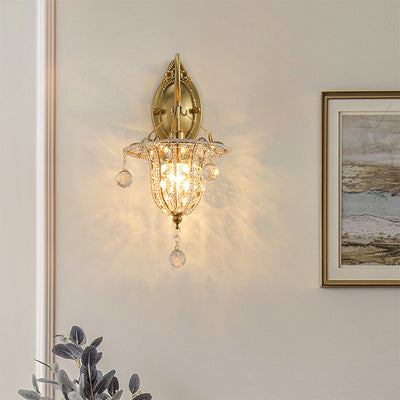 Lámpara Aplique de Pared de 1 Luz con Cuello de Cisne Elíptico de Cristal de Hierro Tradicional Europeo para Pasillo 