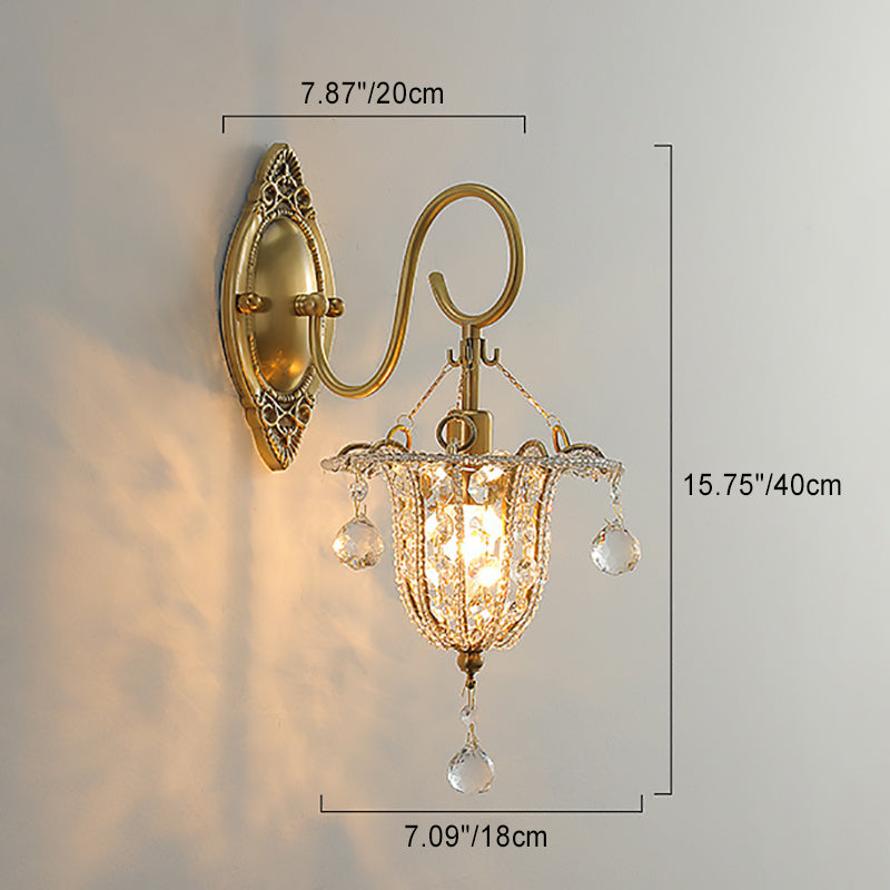 Lámpara Aplique de Pared de 1 Luz con Cuello de Cisne Elíptico de Cristal de Hierro Tradicional Europeo para Pasillo 
