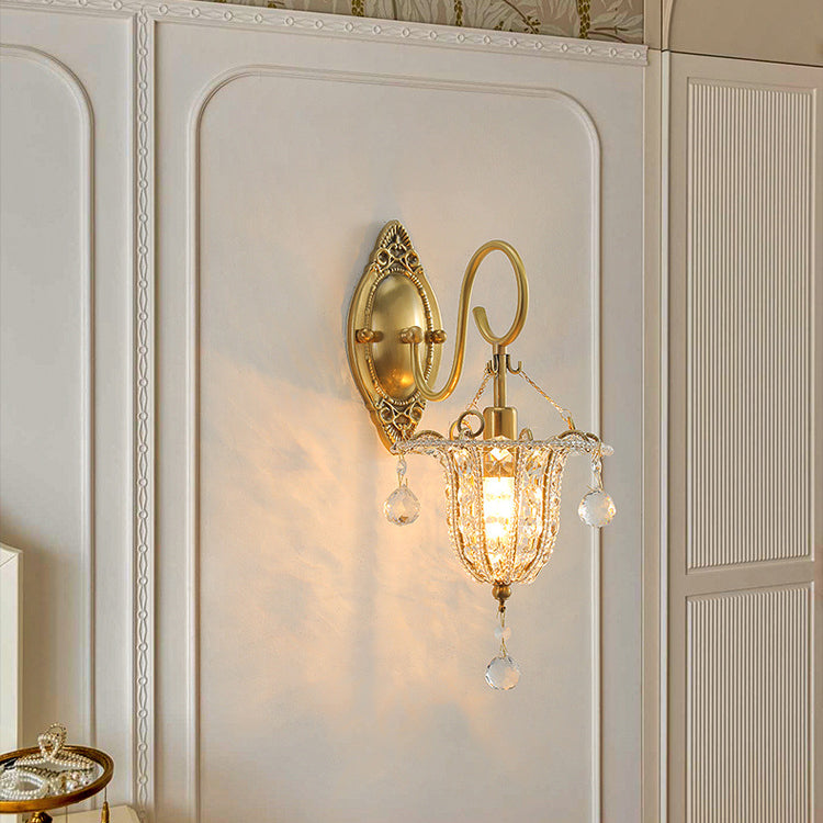 Applique murale à 1 lumière en cristal de fer elliptique de style européen traditionnel pour couloir 
