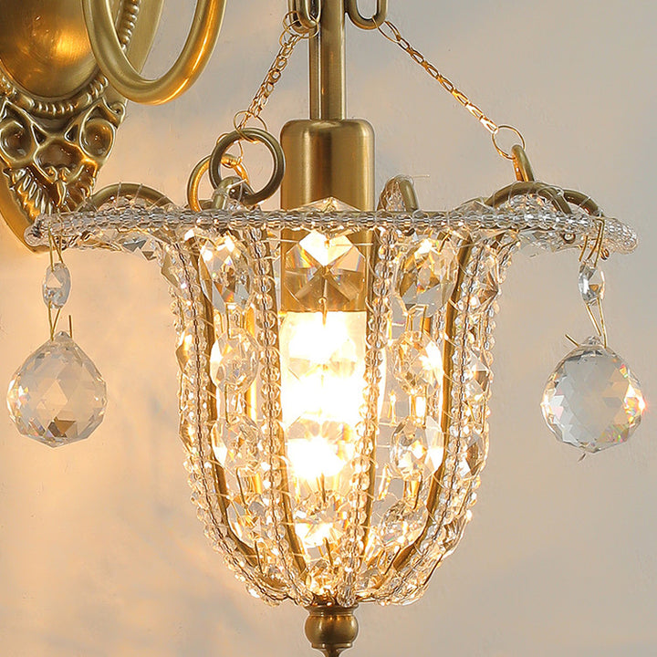 Applique murale à 1 lumière en cristal de fer elliptique de style européen traditionnel pour couloir 