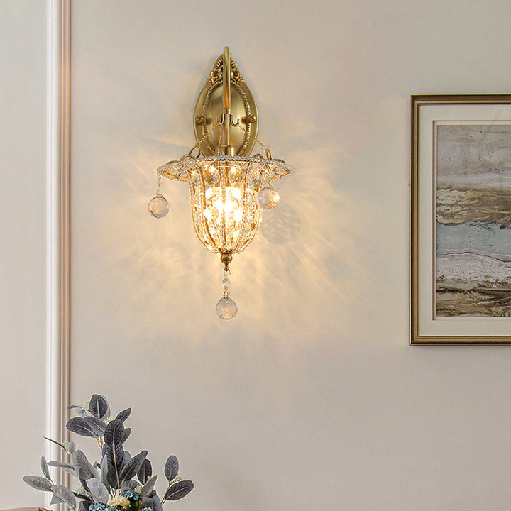 Applique murale à 1 lumière en cristal de fer elliptique de style européen traditionnel pour couloir 