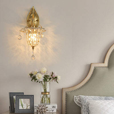 Lámpara Aplique de Pared de 1 Luz con Cuello de Cisne Elíptico de Cristal de Hierro Tradicional Europeo para Pasillo 