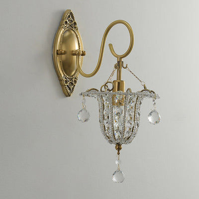 Lámpara Aplique de Pared de 1 Luz con Cuello de Cisne Elíptico de Cristal de Hierro Tradicional Europeo para Pasillo 