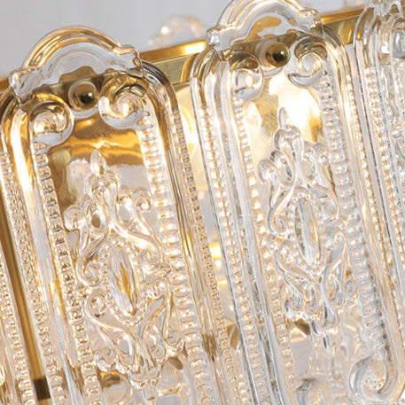 Traditional French Iron Glass Embossed Floral 1-Light Pendant Light For Bedside