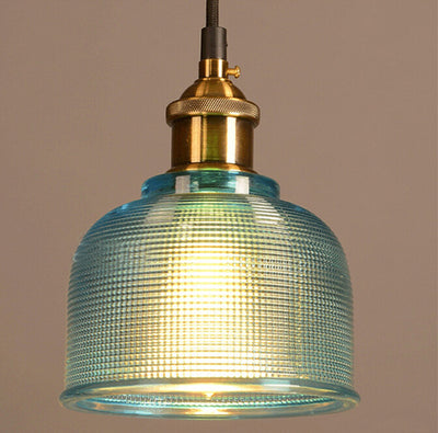 Contemporary Retro Metal Glass Frosted Dome Cap 1-Light Pendant Light For Dining Room