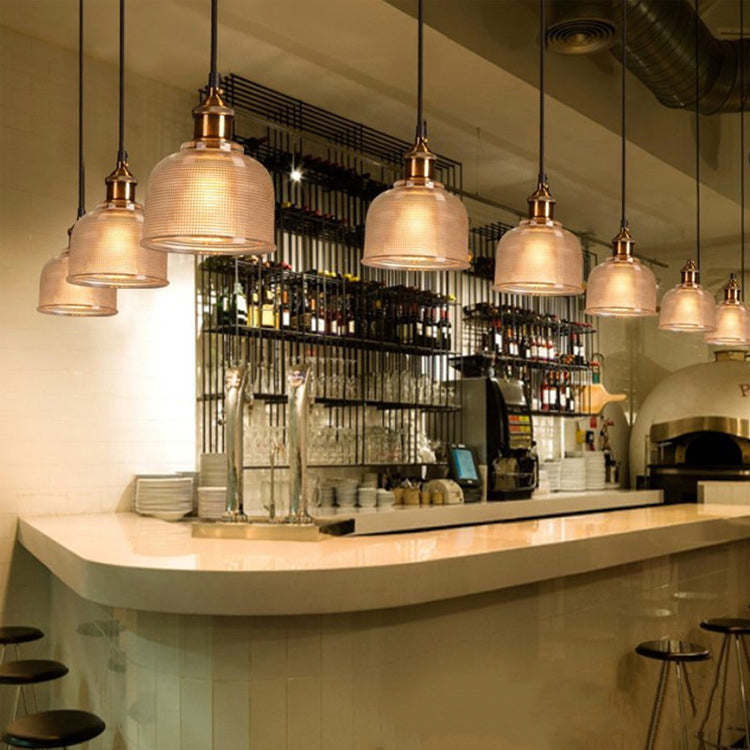 Contemporary Retro Metal Glass Frosted Dome Cap 1-Light Pendant Light For Dining Room