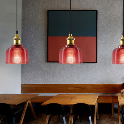 Contemporary Retro Metal Glass Frosted Dome Cap 1-Light Pendant Light For Dining Room