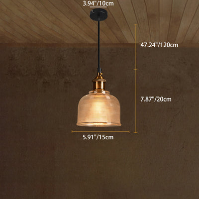 Contemporary Retro Metal Glass Frosted Dome Cap 1-Light Pendant Light For Dining Room