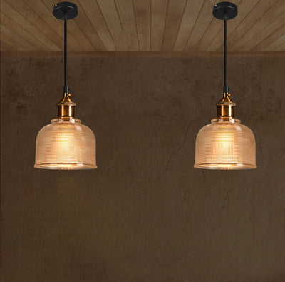 Contemporary Retro Metal Glass Frosted Dome Cap 1-Light Pendant Light For Dining Room